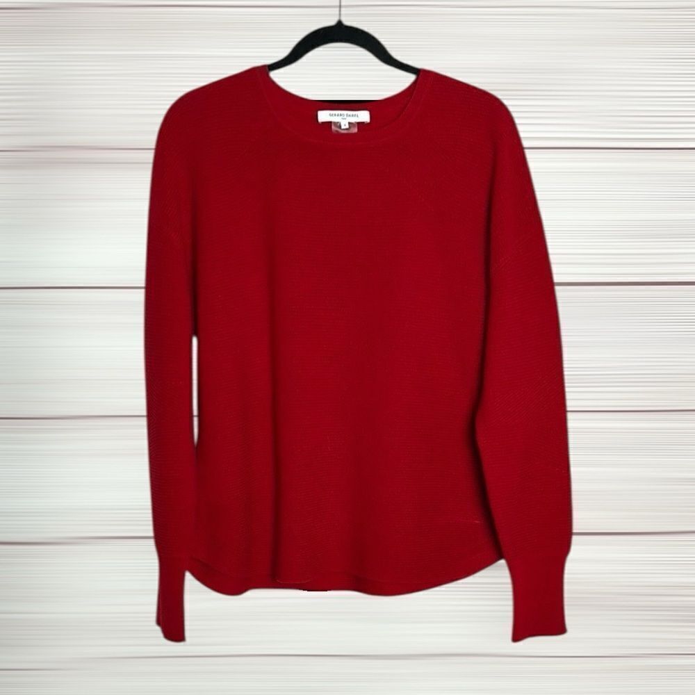 Gerard Darel Wool Sweater Pullover Red Rib Knit size 3 US L